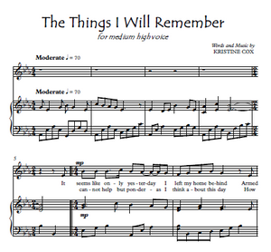 The Things I WIll Remember -Sheet Music